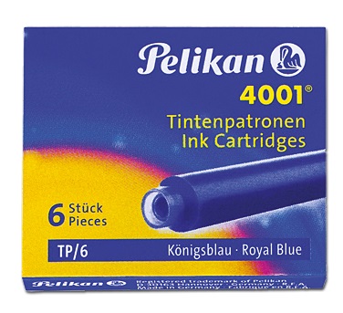 Pelikan Cartucce per Stilografiche 4001 TP/6 Blu Royal - Confezione da 6 Pezzi, Cancellabile con Super Pirat