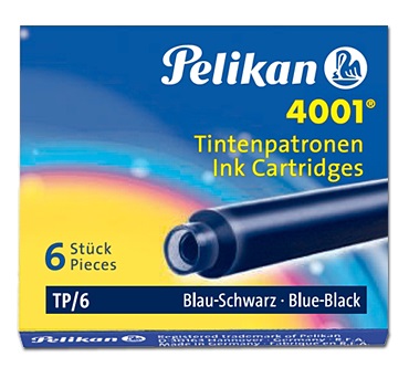 Pelikan 4001 TP/6 - Cartucce di Inchiostro Blu/Nero per Stilografiche, Confezione da 6 Pezzi