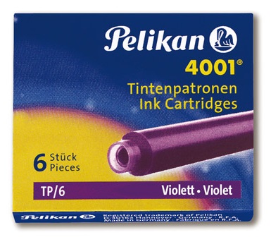 Pelikan TP/6 Cartucce per Stilografica Viola - Confezione da 6 Cartucce - Lunghezza 39 mm