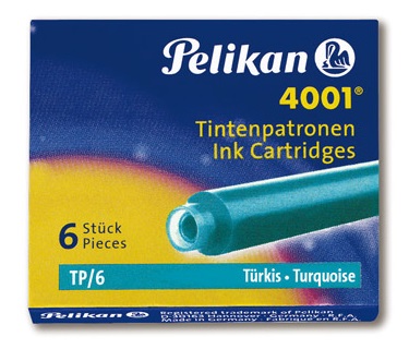 Pelikan Cartucce per Stilografica TP/6 Turchese - Confezione da 6 Cartucce - Lunghezza 39 mm