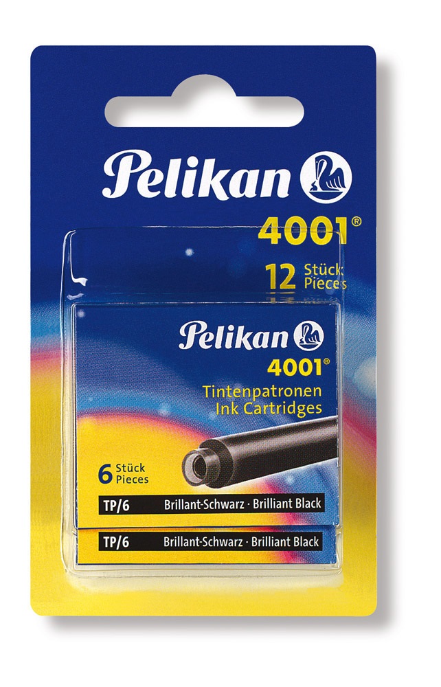 Pelikan Cartucce d'Inchiostro 4001 TP/6 - Nero Brillante, Confezione Risparmio 12 Unità
