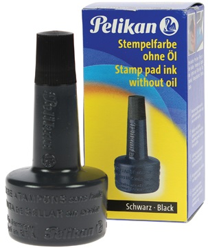 Pelikan Inchiostro per Timbri Senza Olio 28 ml Nero - Flacone con Applicatore Facile da Usare