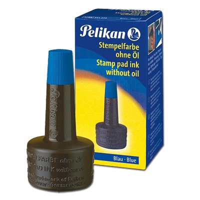 Pelikan Inchiostro per Timbri Blu 28 ml Senza Olio con Applicatore - Adatto per Tutti i Timbri in Gomma