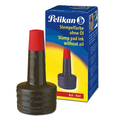 Pelikan Inchiostro per Timbri Senza Olio 28 ml Rosso - Adatto per Timbri in Gomma con Applicatore Facile