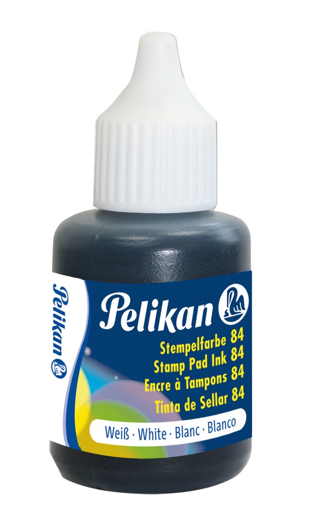 Pelikan Inchiostro 84 Bianco 30 ml - Resistente all'Acqua per Timbri su Tessuti, Cuoio e Fondi Non Assorbenti