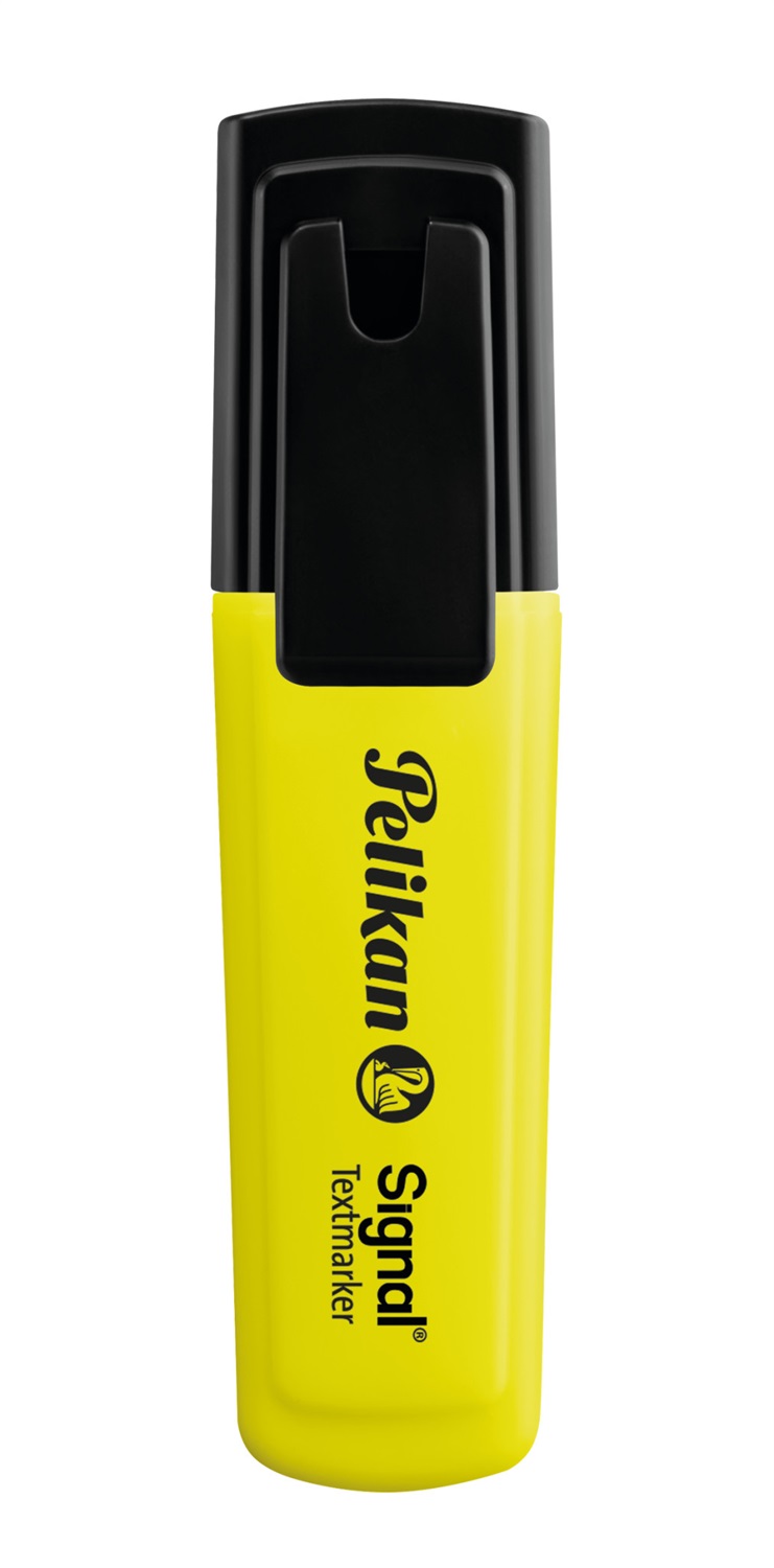 Pelikan Signal Evidenziatore Giallo - Punta a Scalpello 1-2-5mm, Inchiostro a Base d'Acqua, Corpo in Plastica, Cappuccio con Clip, Confezione Risparmio da 10 Pezzi