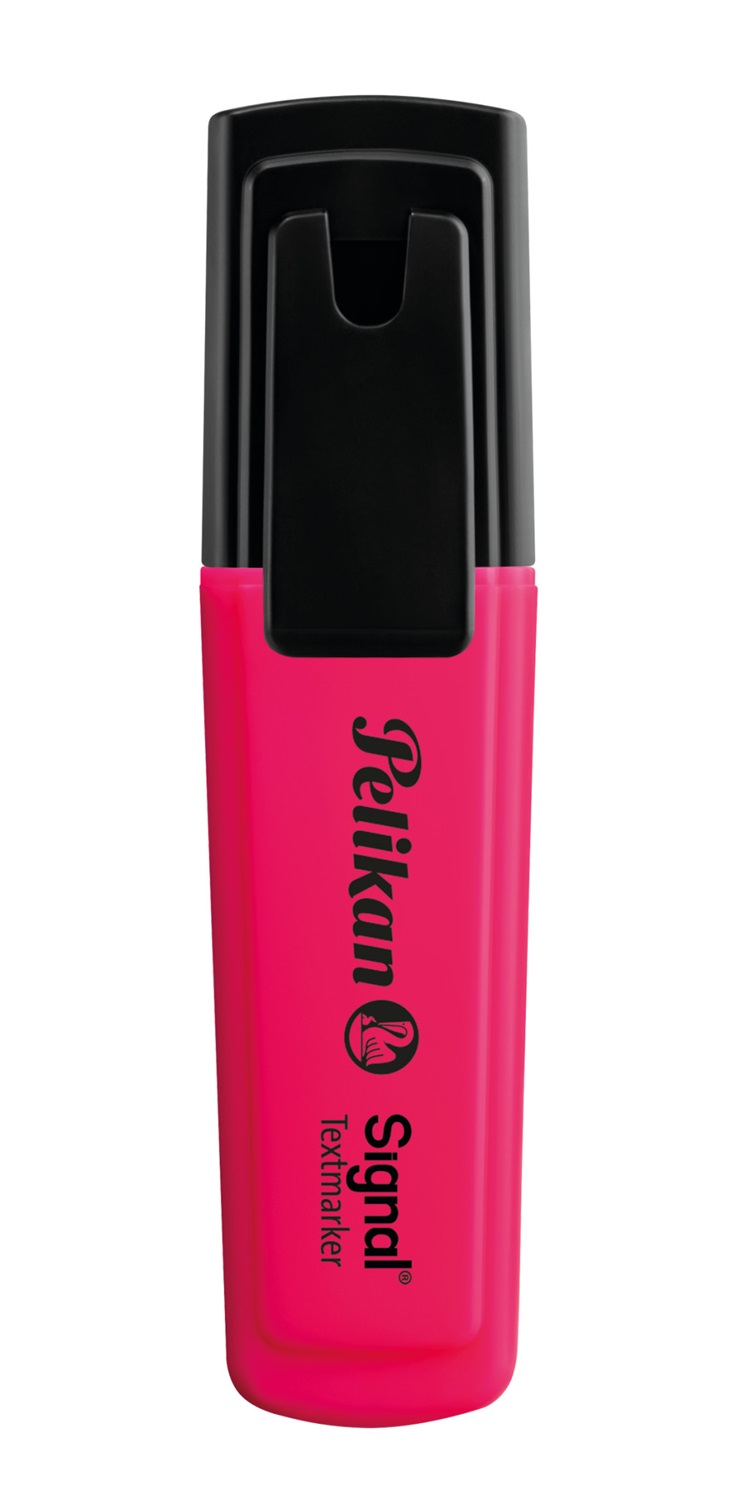 Pelikan 803595 Evidenziatore Signal Rosa Fluorescente - Inchiostro Ultrafluorescente, Punta a Scalpello con 3 Larghezze di Tratto (1mm/2mm/5mm), Corpo in Plastica con Cappuccio a Clip