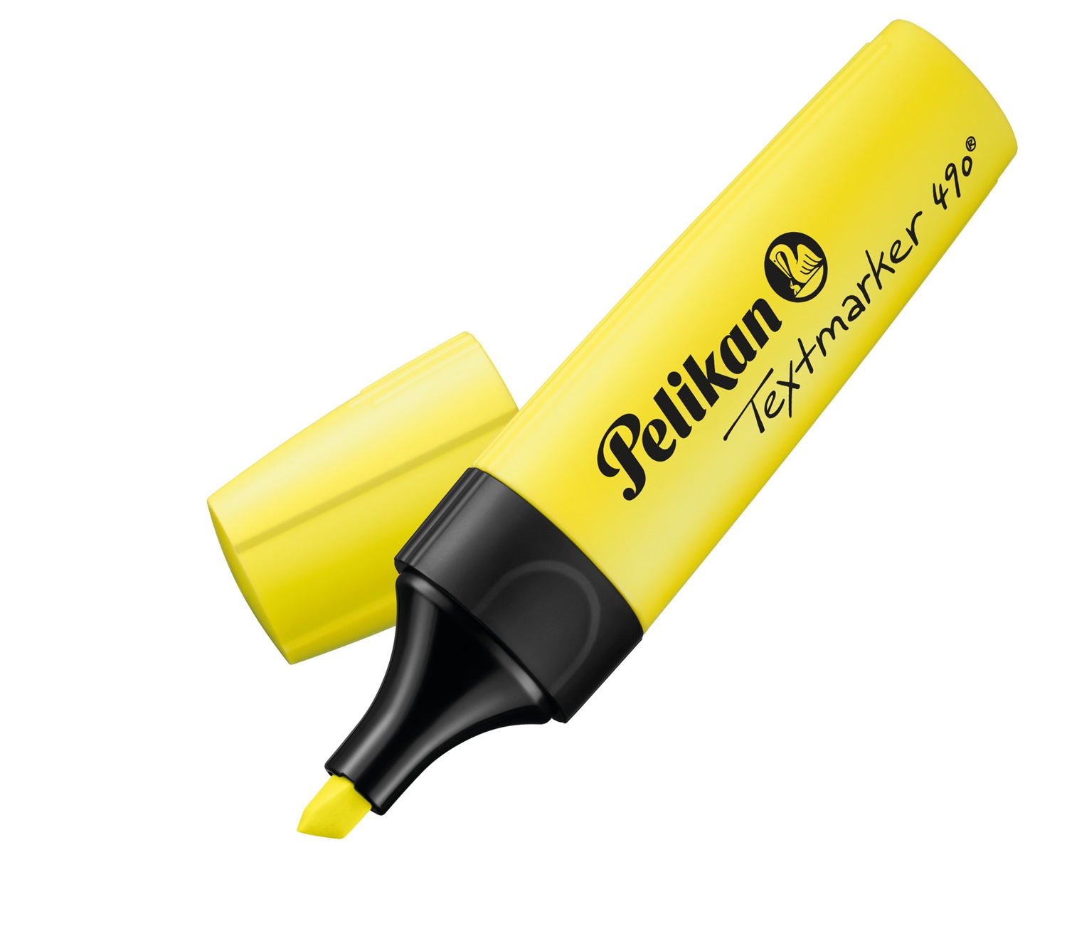 Pelikan 490 Evidenziatore Giallo Neon - Inchiostro a Base d'Acqua, Punta 1-2-5 mm, Cappuccio Twist-off, Confezione da 10 Pezzi