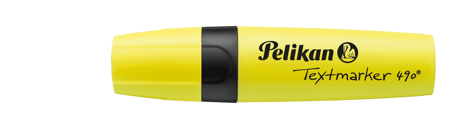 Pelikan 490 Evidenziatore Giallo Neon - Inchiostro a Base d'Acqua, Punta 1-2-5 mm, Cappuccio Twist-off, Confezione da 10 Pezzi