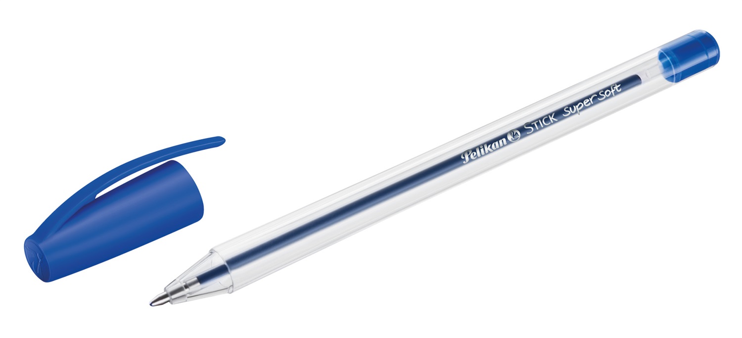 Pelikan Stick Super Soft Blu - Penna a Sfera Retrattile con Inchiostro Scorrevole - 50 Pezzi - Ergonomica e Ideale per Scuola e Ufficio