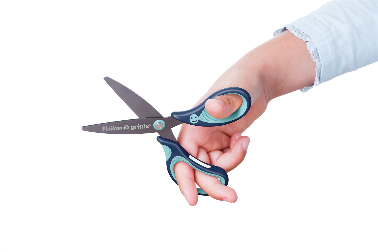 Pelikan Griffix Forbici per Attività Manuali - Ergonomiche, per Destrimani e Mancini, Colori Assortiti, Lama a Punta Tonda Rivestita in Nitruro di Titanio, Garanzia 25 Anni