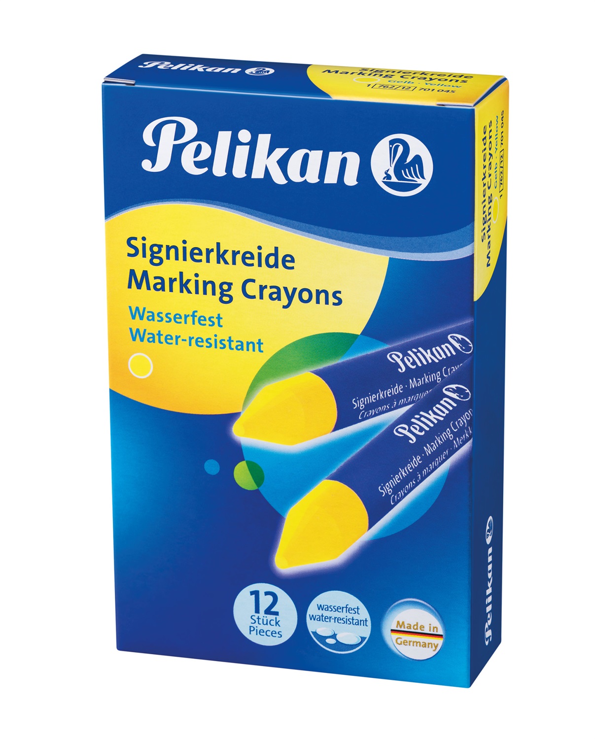 Pelikan Pastello Industriale 762 Giallo - Confezione da 12 Pezzi, Ideale per Ferro, Carta, Cartone e Legno
