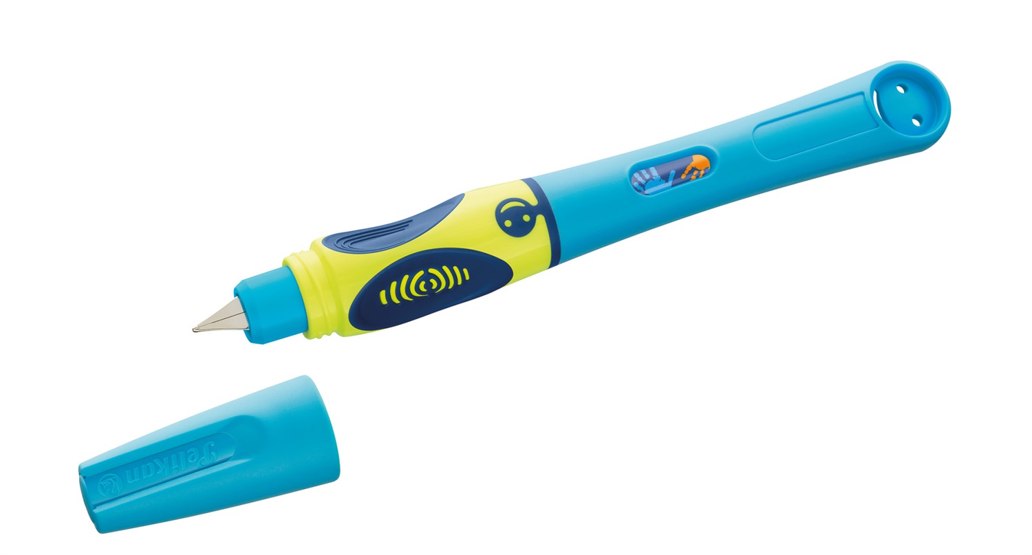 Pelikan Griffix Penna Stilografica Ergonomica Blu con Cartuccia - Sistema di Apprendimento a 4 Livelli