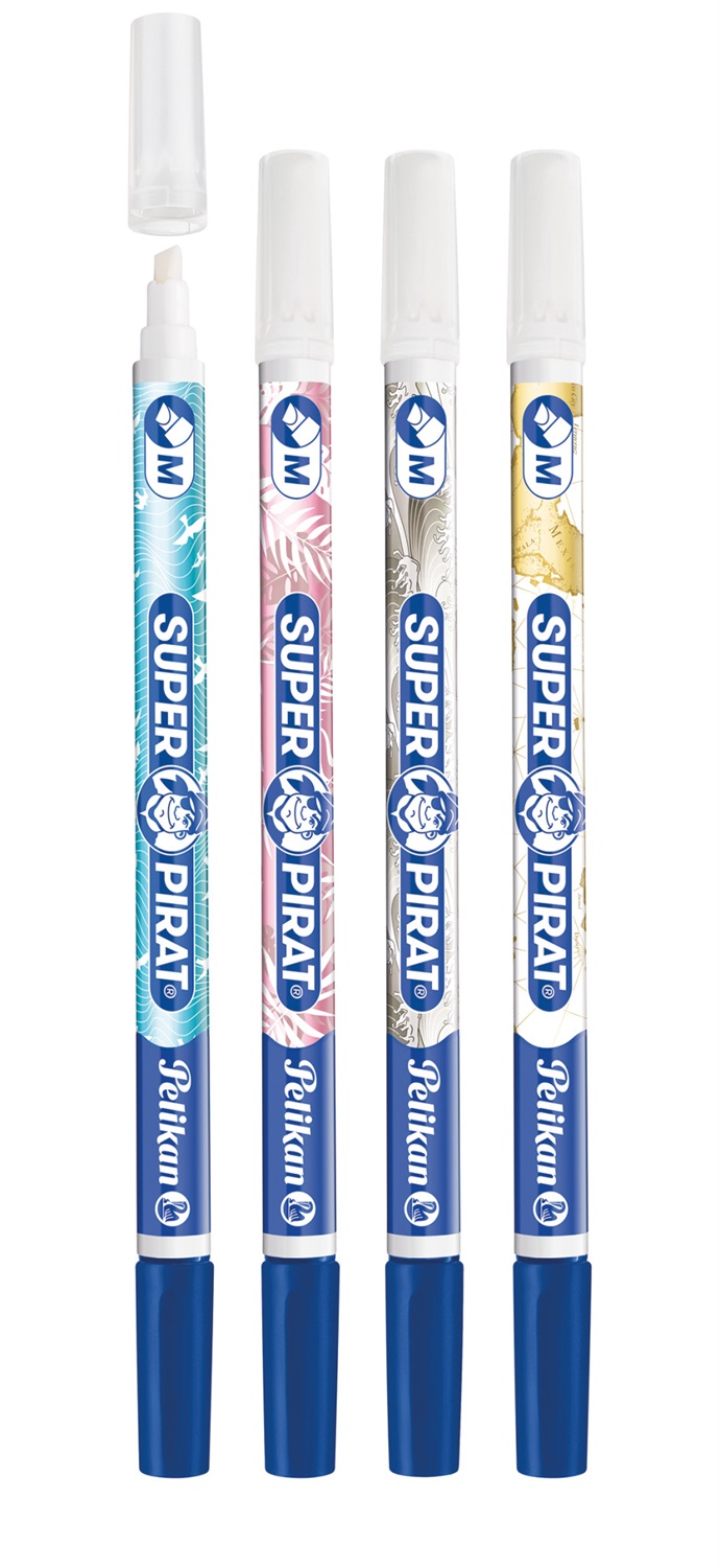Pelikan Correttore a penna Super Pirat 850 con doppia punta media - Cancellatore d'inchiostro stilografico blu royal - 50 pz