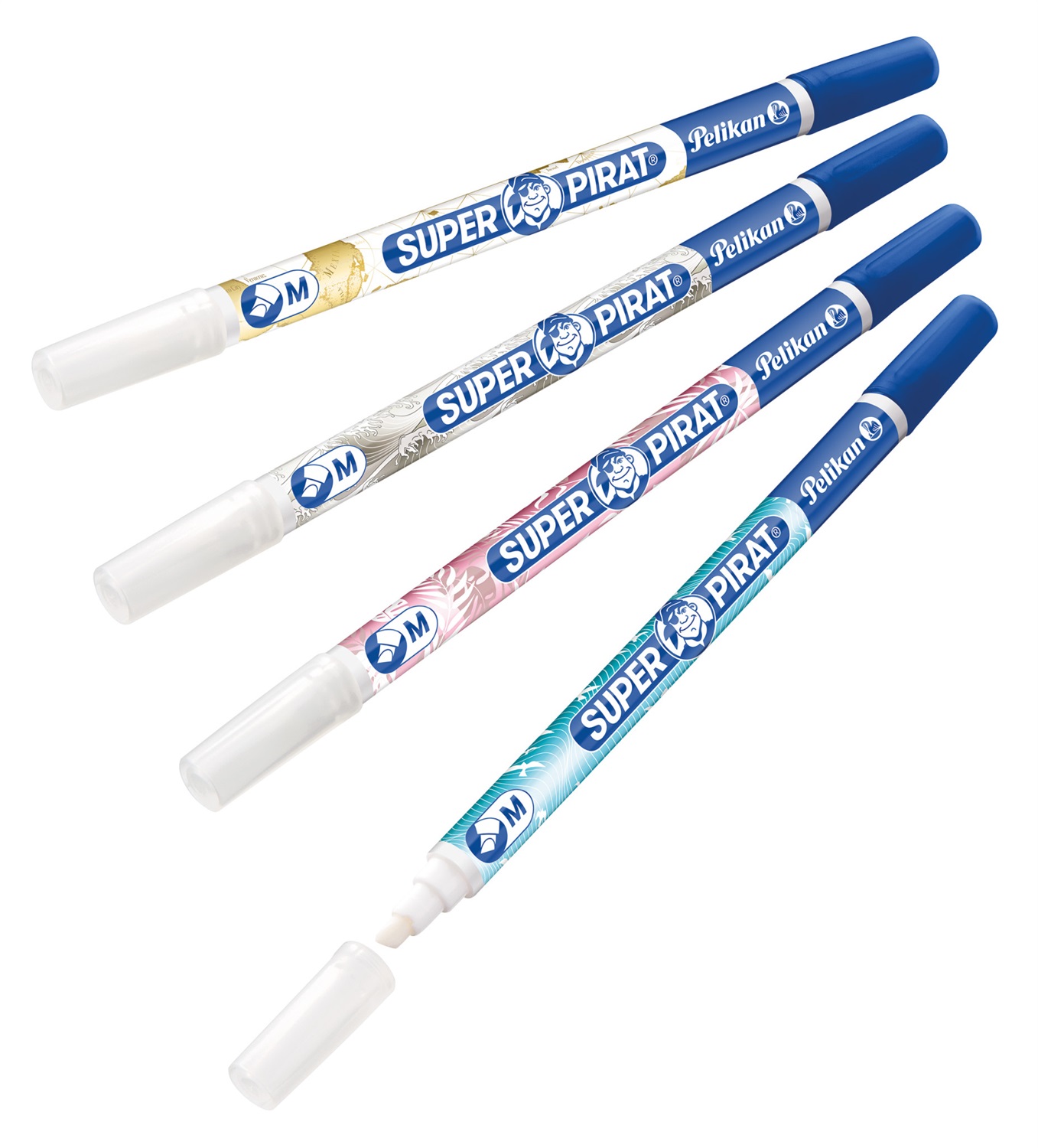 Pelikan Correttore a penna Super Pirat 850 con doppia punta media - Cancellatore d'inchiostro stilografico blu royal - 50 pz