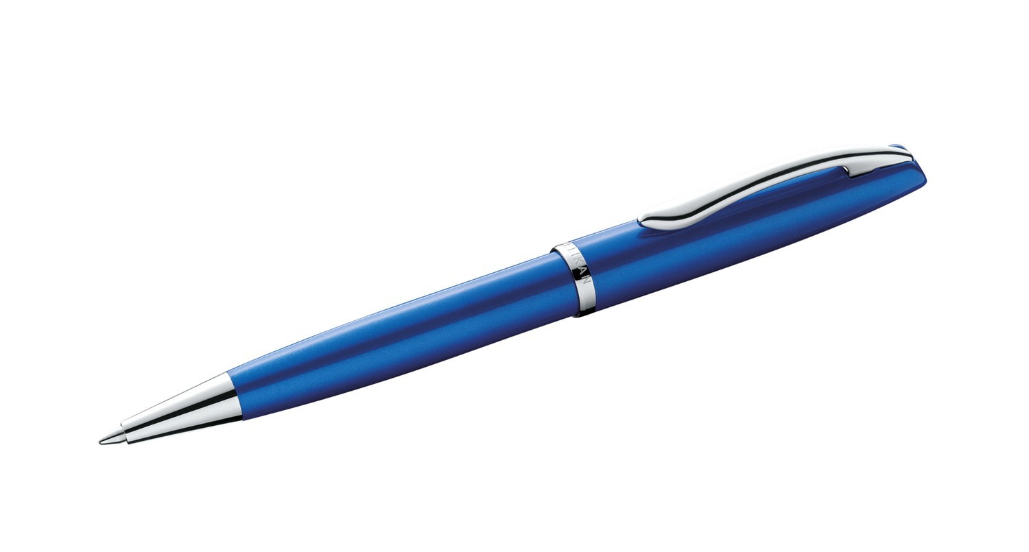 Pelikan Jazz® Noble Elegance Penna a Sfera Retrattile in Metallo Blu e Argento, Tratto Medio, Inchiostro Blu, Meccanismo a Rotazione, con Astuccio Regalo