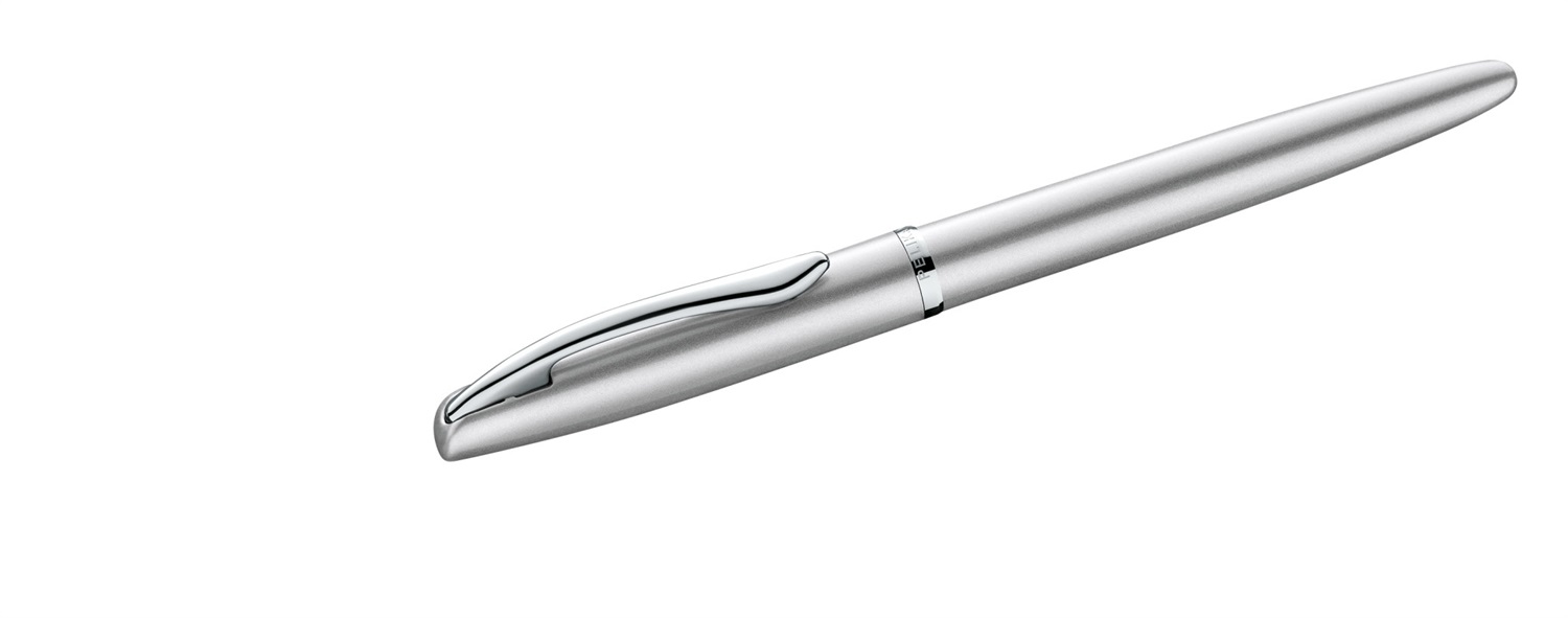 Pelikan Jazz Noble Elegance P36 Penna Stilografica in Metallo Silver con Inchiostro Blu, Clip Elastica e Astuccio Regalo