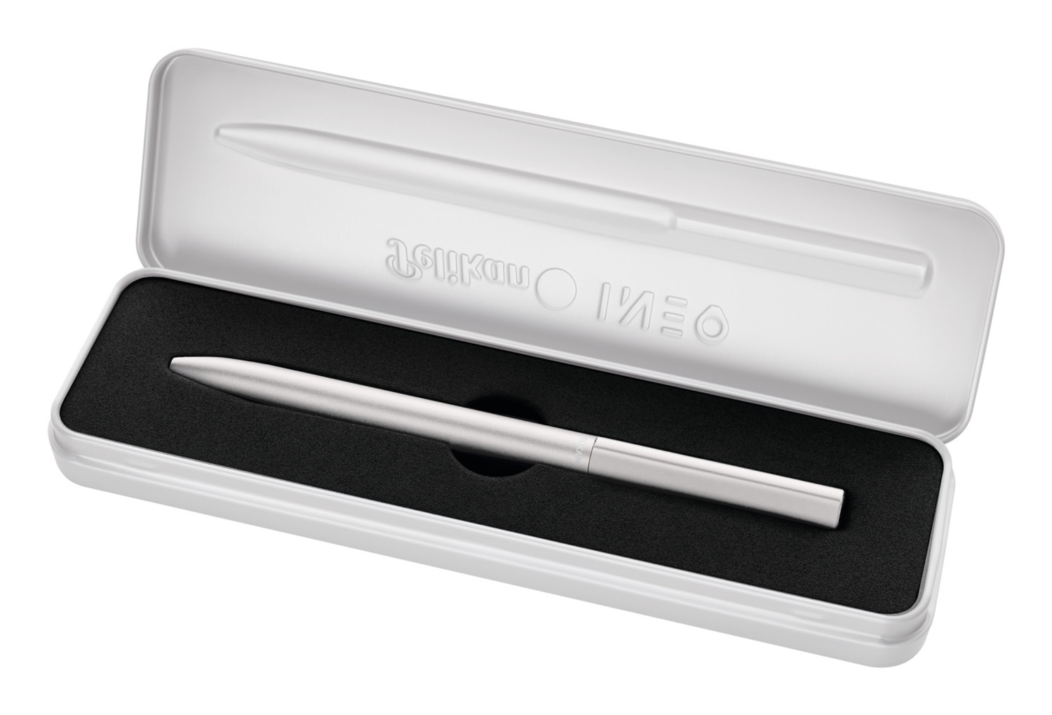Pelikan Penna a Sfera INEO Elements - Design Minimalista in Metallo Grigio Chiaro, Punta M, Ricaricabile con Astuccio Regalo