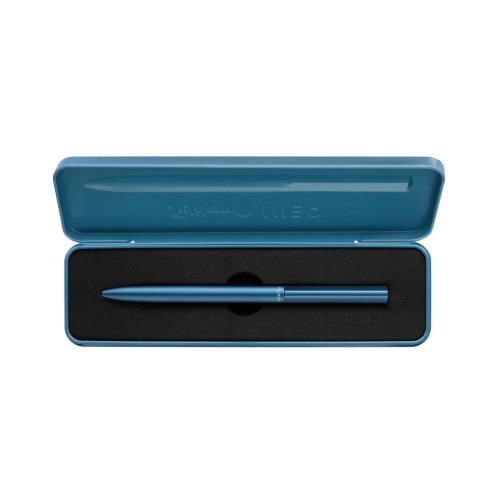 Pelikan Penna a Sfera Ineo Elements Blu Oceano - Punta M, Inchiostro Blu Ricaricabile, Finitura Metallica Satinata, Con Astuccio in Metallo