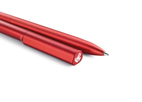 Pelikan Ineo Elements Penna a sfera Retrattile in Metallo Rosso Fuoco con Inchiostro Blu Ricaricabile e Astuccio