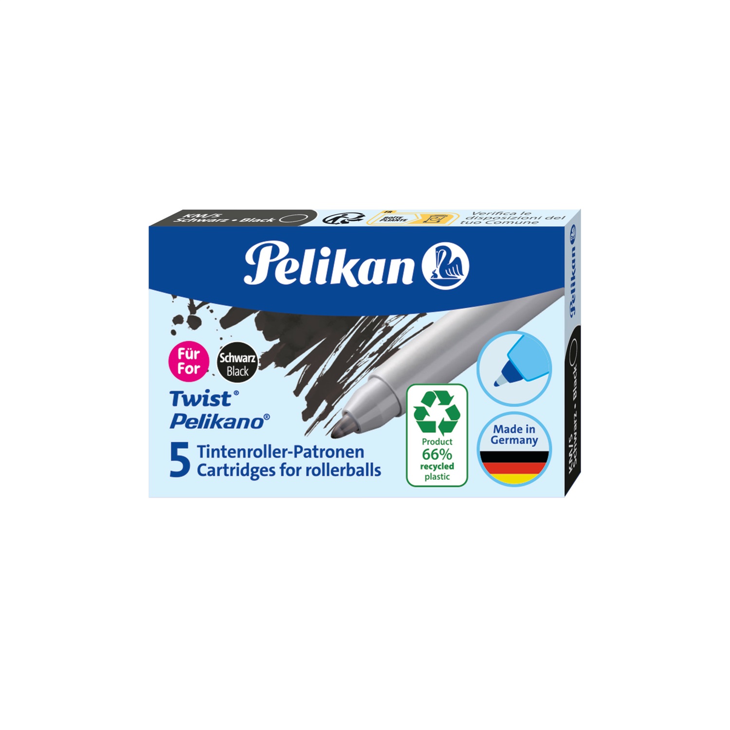 Pelikan KM5 ECO Cartuccia Sferografica Nero - Confezione da 5 Pezzi