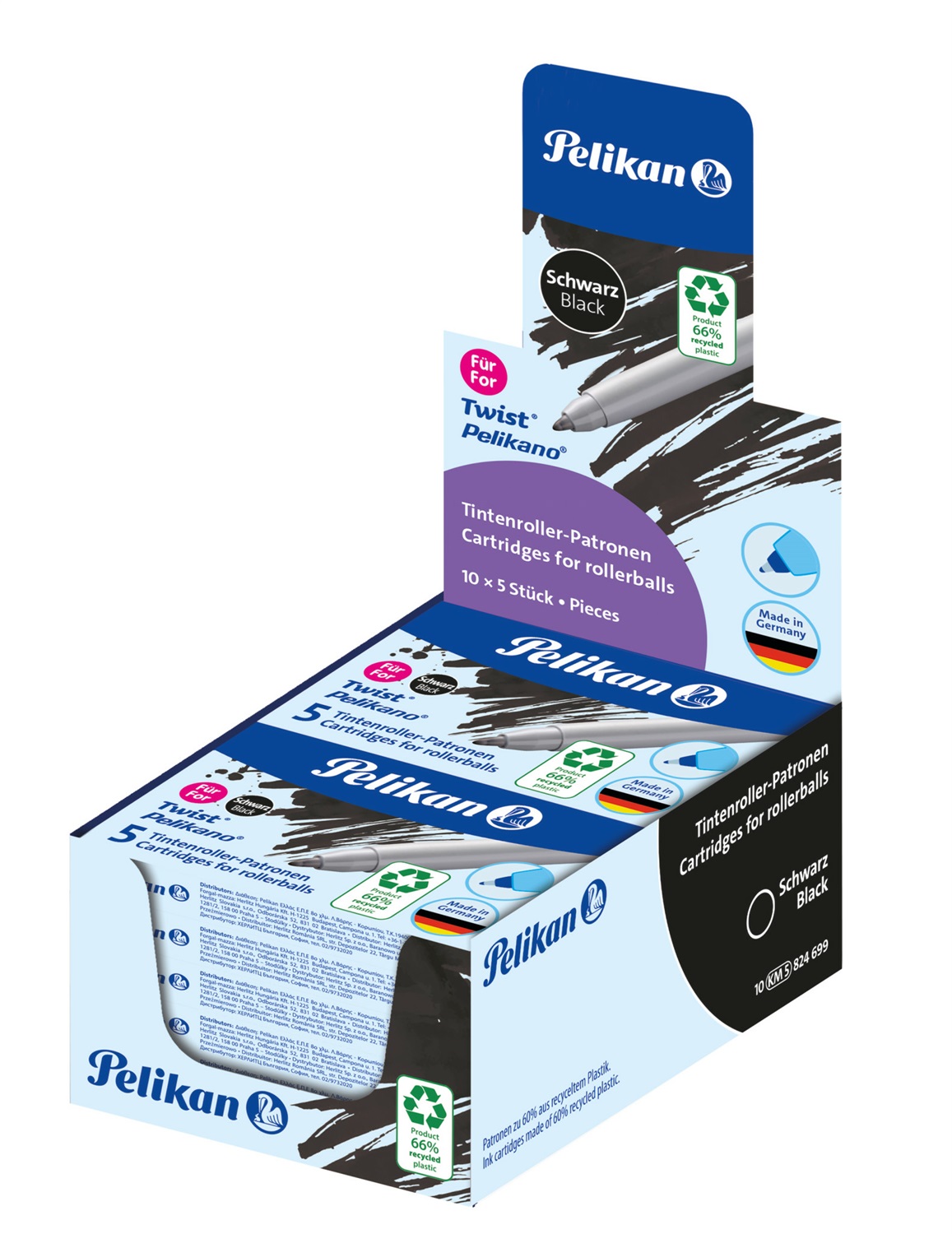 Pelikan KM5 ECO Cartuccia Sferografica Nero - Confezione da 5 Pezzi