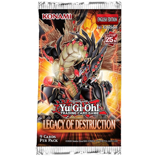 Konami Legacy of Destruction - Display 24 Buste (1a Edizione - ENG) con 100 nuove carte, incluse Rare Segreti, Ultra Rare, Super Rare e Comuni
