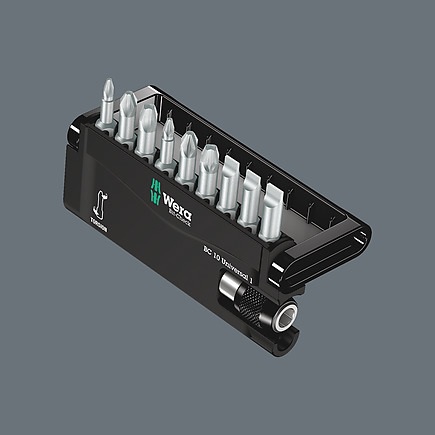 Wera Bit-Check 10 Universal 1 - Set di 10 Bit da 25 mm per Viti Phillips e Pozidriv con Porta-inserti Universale e Cambio Rapido