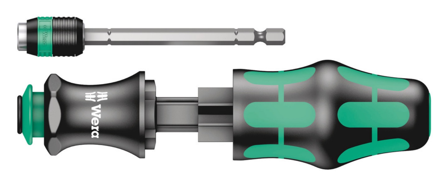 Wera 818/4/1 - Cacciavite a lama retrattile 1/4 pollice x 103 mm con tecnologia Rapidaptor e impugnatura ergonomica