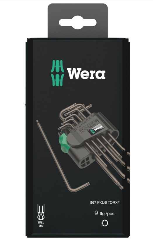 Wera Set di Chiavi a L 9 Pezzi TORX® con Estremità a Sfera per Installazioni Difficili