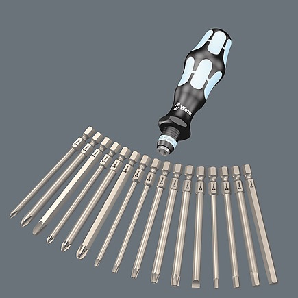 Wera Kraftform Kompakt 60 - Cacciavite in Acciaio Inox, 17 Pezzi con Sistema Intercambiabile e Tecnologia Rapidaptor