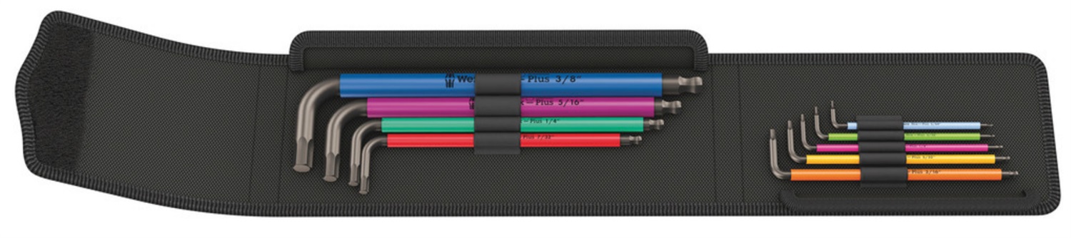 Wera 950 SPKL/9 SZ Set di chiavi a L Multicolor Imperial 9 pezzi BlackLaser con sistema Hex-Plus