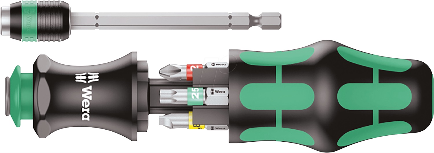 Wera Kraftform Kompakt 20 Tool Finder 1 - Cacciavite multifunzione con custodia, 7 pezzi, porta-inserti e impugnatura antirotolamento