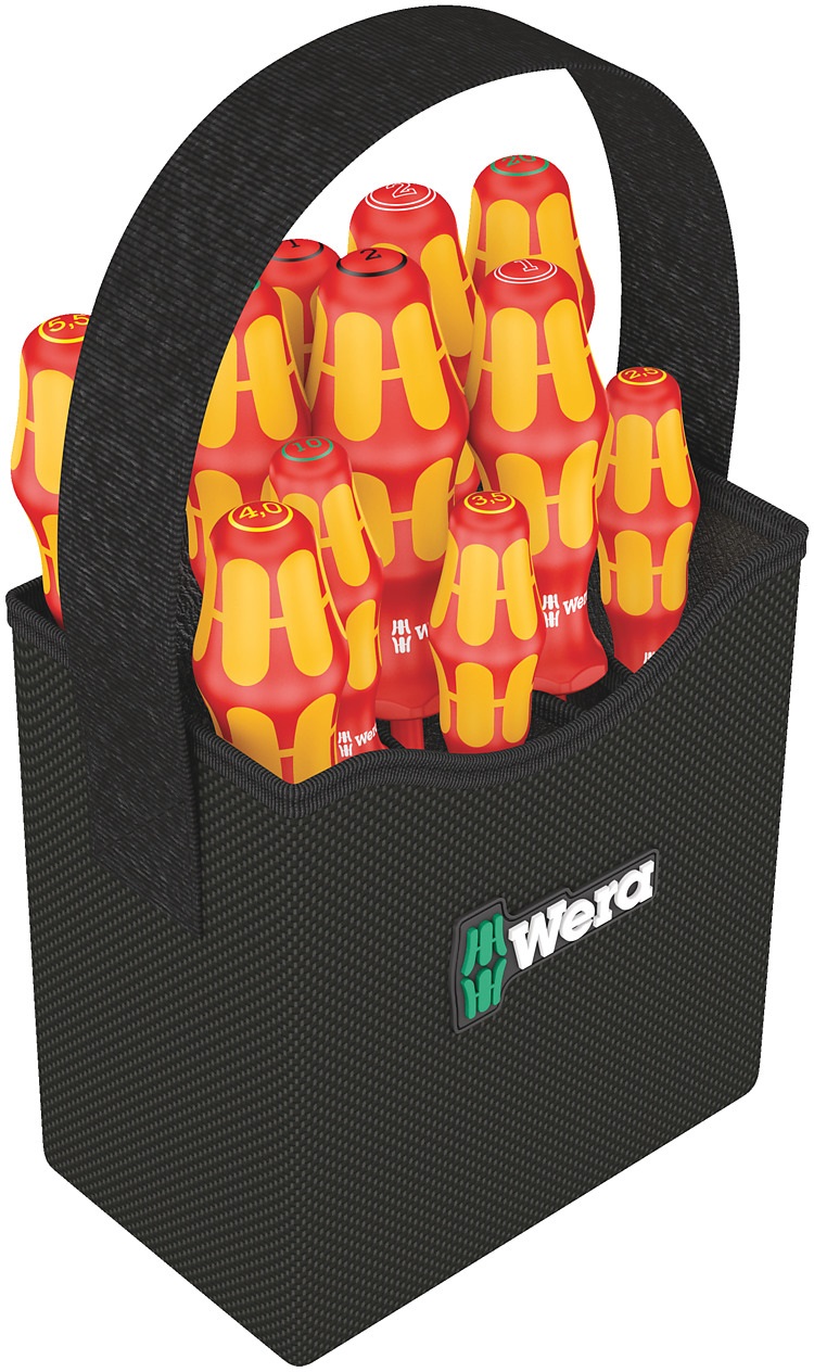 Wera Kraftform 2go 100 - Kit Cacciaviti VDE 11 Pezzi con Impugnatura Ergonomica e Trova-Utensili Take it Easy