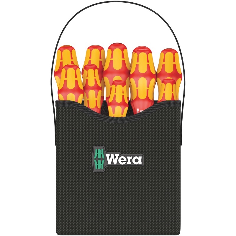 Wera Kraftform 2go 100 - Kit Cacciaviti VDE 11 Pezzi con Impugnatura Ergonomica e Trova-Utensili Take it Easy