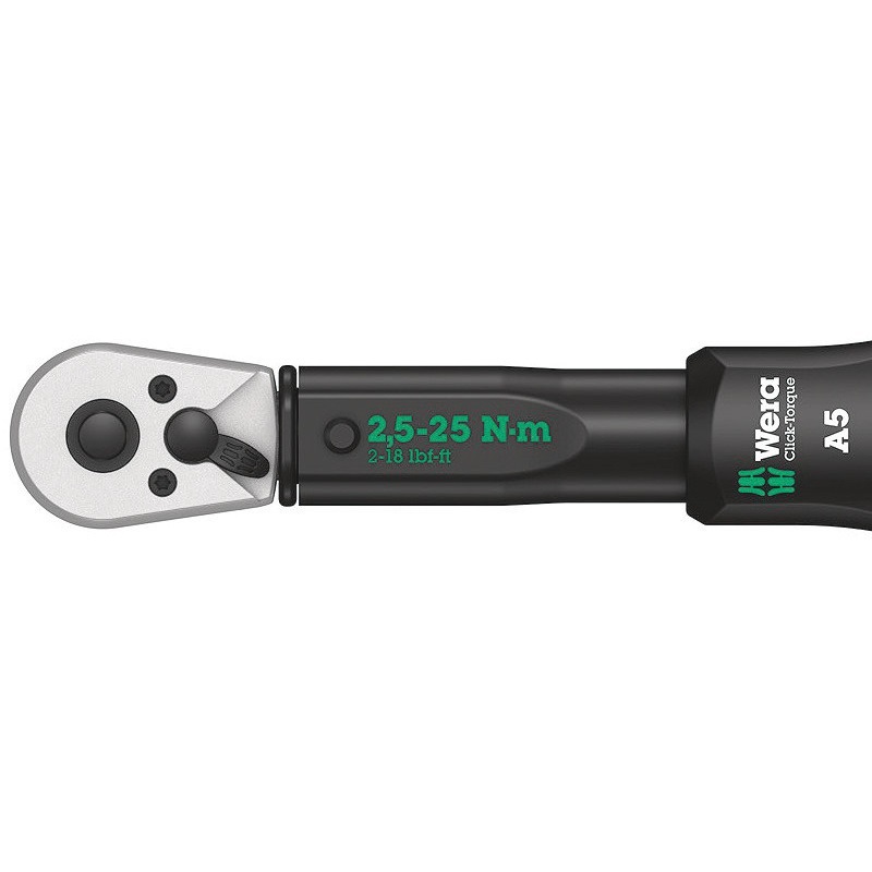 Wera Click-Torque A5 Chiave Dinamometrica 2.5-25 Nm con Cricchetto Reversibile e Meccanismo di Scatto Sonoro