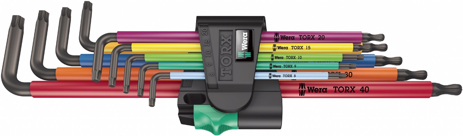 Wera 967/9 TX XL Set di chiavi esagonali a L Metrico 9 pz con testa sferica TORX e rivestimento BlackLaser