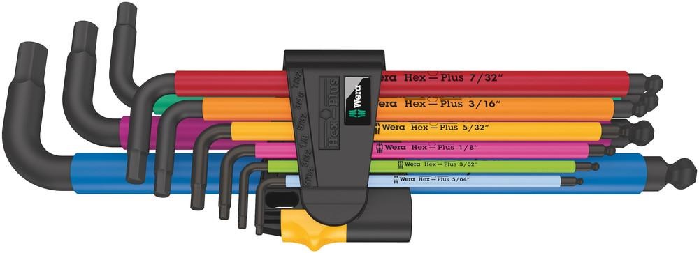 Wera Set di Chiavi Esagonali a L Imperial 9 pz - Acciaio, Hex-Plus, Design Ergonomico