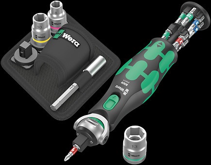Wera 8009 Zyklop Pocket Set 2 - Cricchetto compatto con 18 pezzi, testa ruotabile e angolo di richiamo ridotto