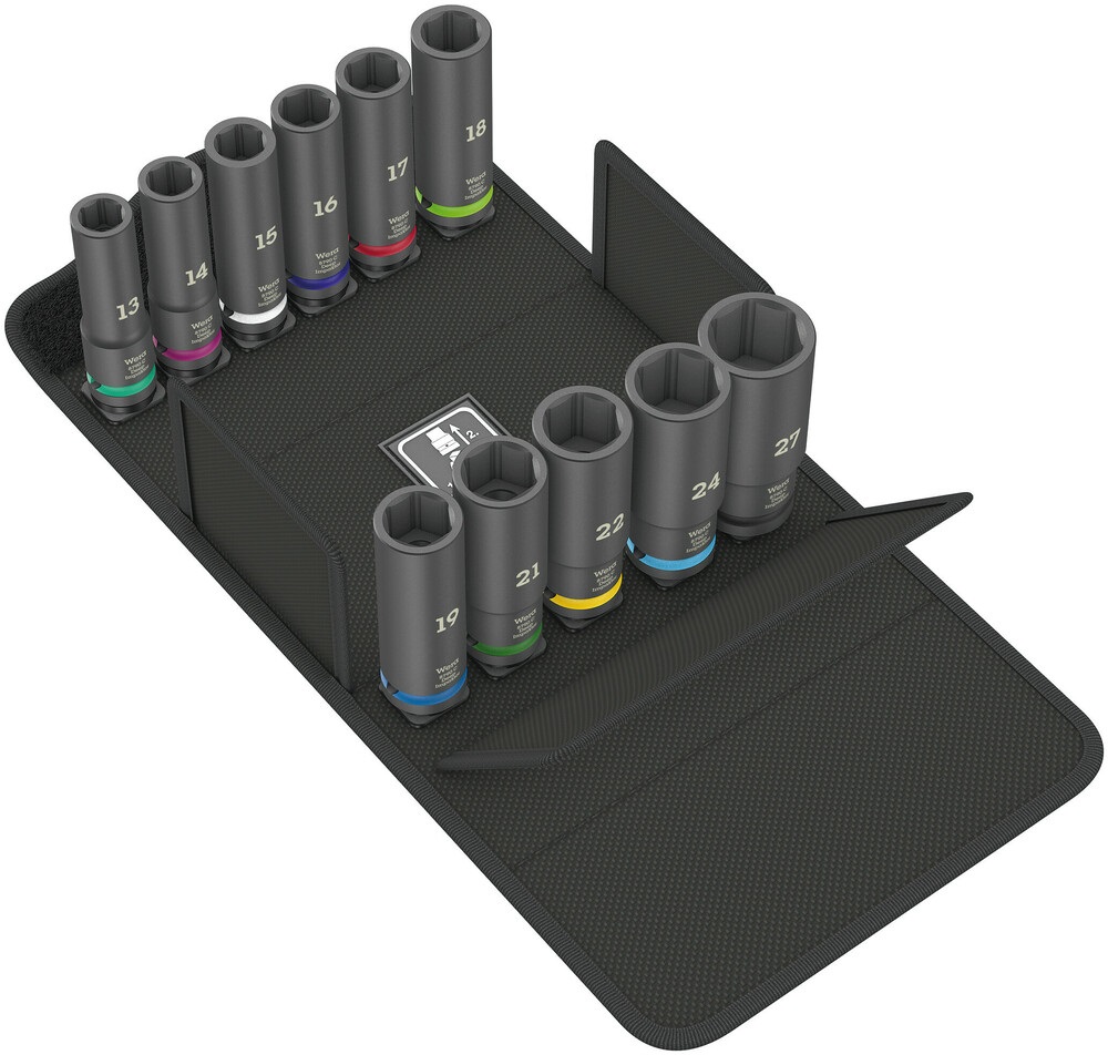 Wera 8790 C Impaktor Deep Set 1 - Set di 11 Bussole Lunghe per Avvitatori a Impulsi, Attacco 1/2