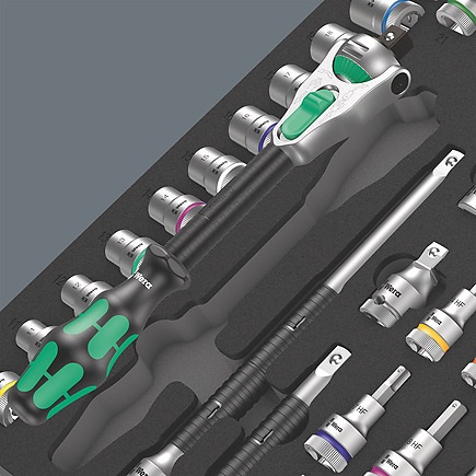 Wera 9722 Set di Chiavi a Bussola Zyklop 8000 C - 31 Pezzi, Nero/Grigio, con Inserto in Schiuma Termoformata