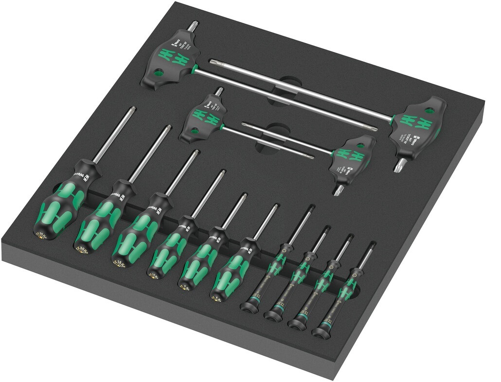 Wera 9712 Set di Cacciaviti TORX HF con Inserto in Schiuma Termoformata - 14 Pezzi, Durevoli e Facili da Pulire