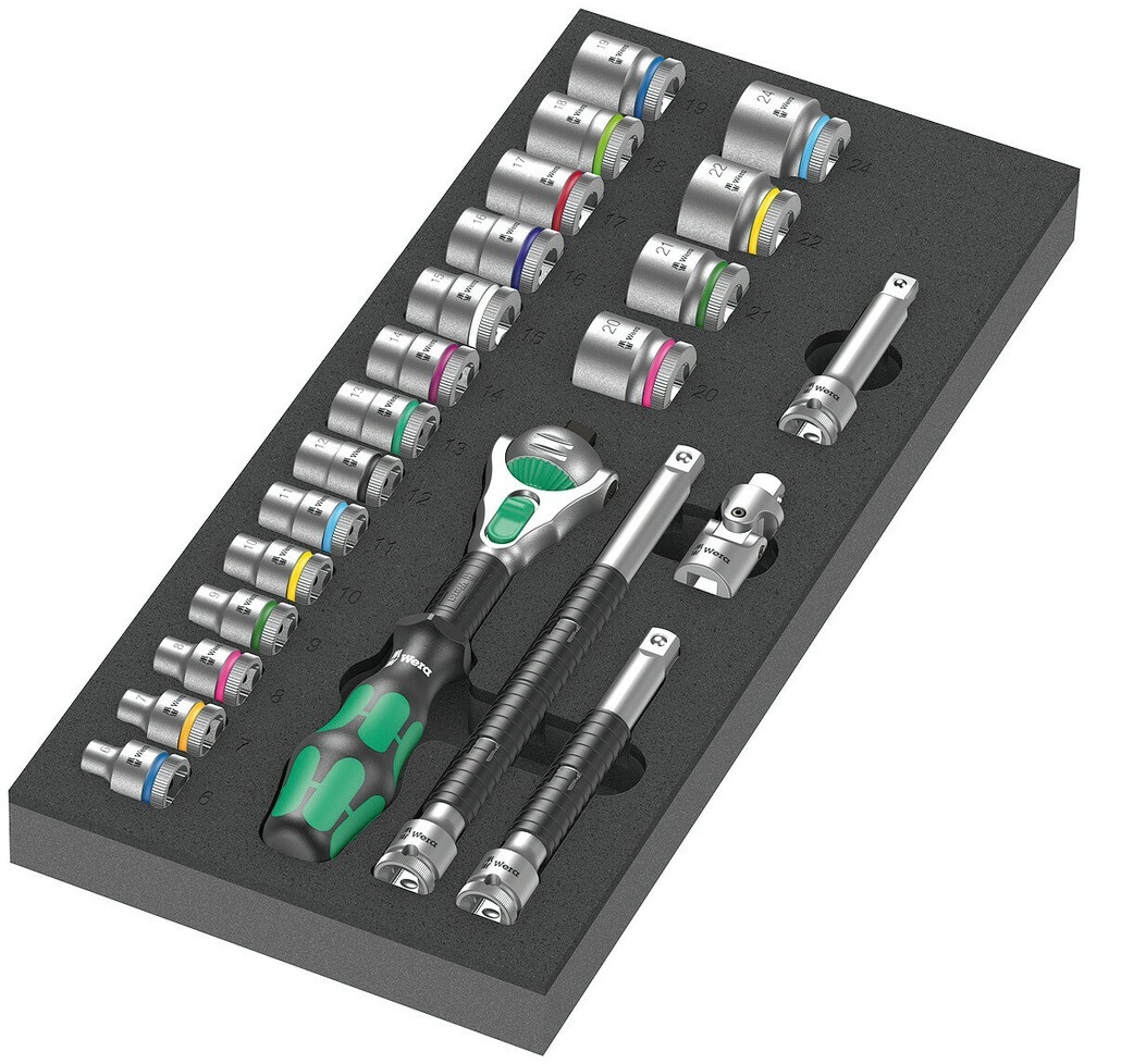 Wera 9721 Set di 23 pezzi con inserto in schiuma termoformata per cricchetto Zyklop 3/8