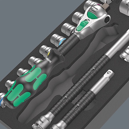 Wera 9721 Set di 23 pezzi con inserto in schiuma termoformata per cricchetto Zyklop 3/8