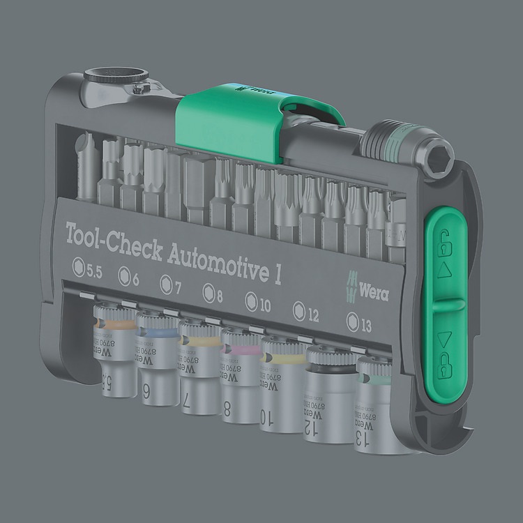 Wera Tool-Check Automotive 1 - Set di utensili da 38 pezzi per avvitatura manuale e elettrica