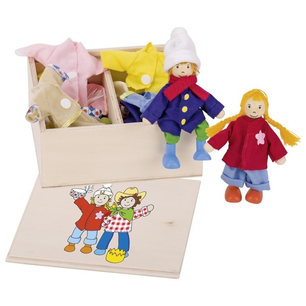 Goki Baule dei Vestiti - Gioco di Vestire con Marionette Birte e Ben, 2 Personaggi Flessibili, Medium, Cod. 51557