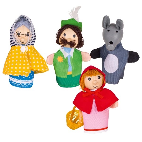 Goki Marionette a Dito Cappuccetto Rosso - Set di 4 Personaggi in Legno e Tessuto