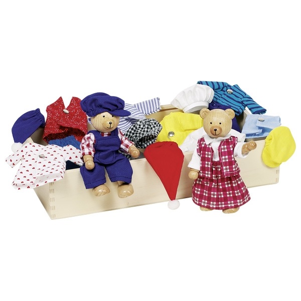 Goki Scatola per Vestire Orsi in Legno - Gioco Creativo e Interattivo per Giochi di Ruolo