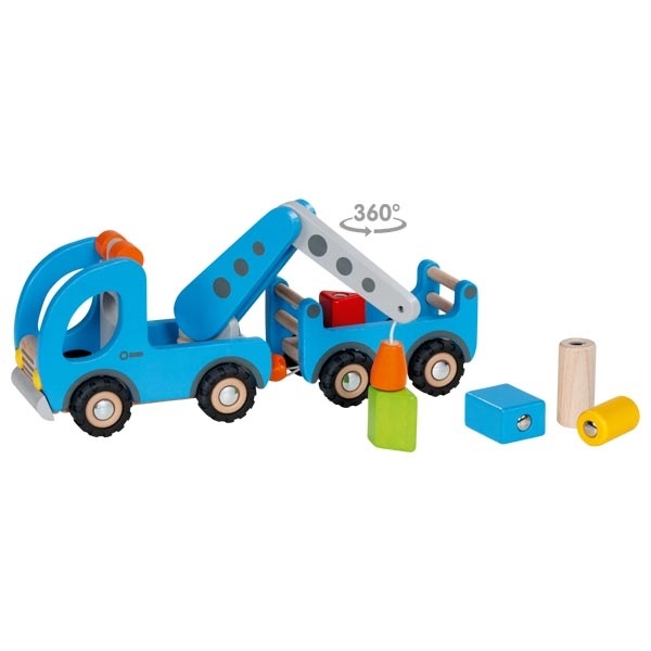 Goki 55875 Camion Gru con Rimorchio - Multicolore, Giochi di Azione e Riflessi