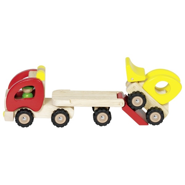 Goki 55963 Camioncino in Legno con Ruspa - Giocattolo per Bambini con Ruote in Gomma